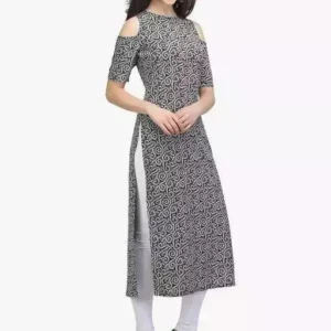 Women's kurti Crepe Stripe Printed Straight Kurti