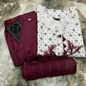 Trendy Women Fashion Kurti Trouser With Dupatta
