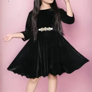 Girls Cute Fancy Flowsome Girls Velvet Party Dress